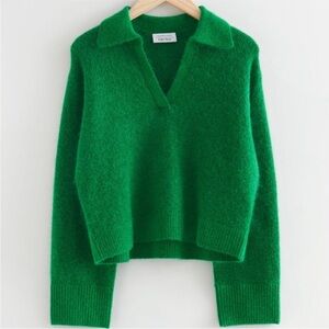 & Other Stories Fuzzy Knit Green Sweater